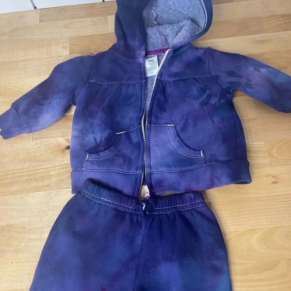 4- full outfits Hand dyed new baby girl outfit set